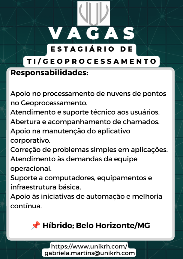 Vaga Estagiário de TI/Geoprocessamento