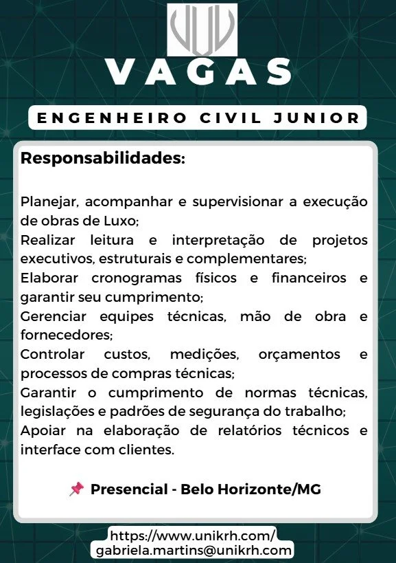 Vaga Engenheiro Civil Junior
