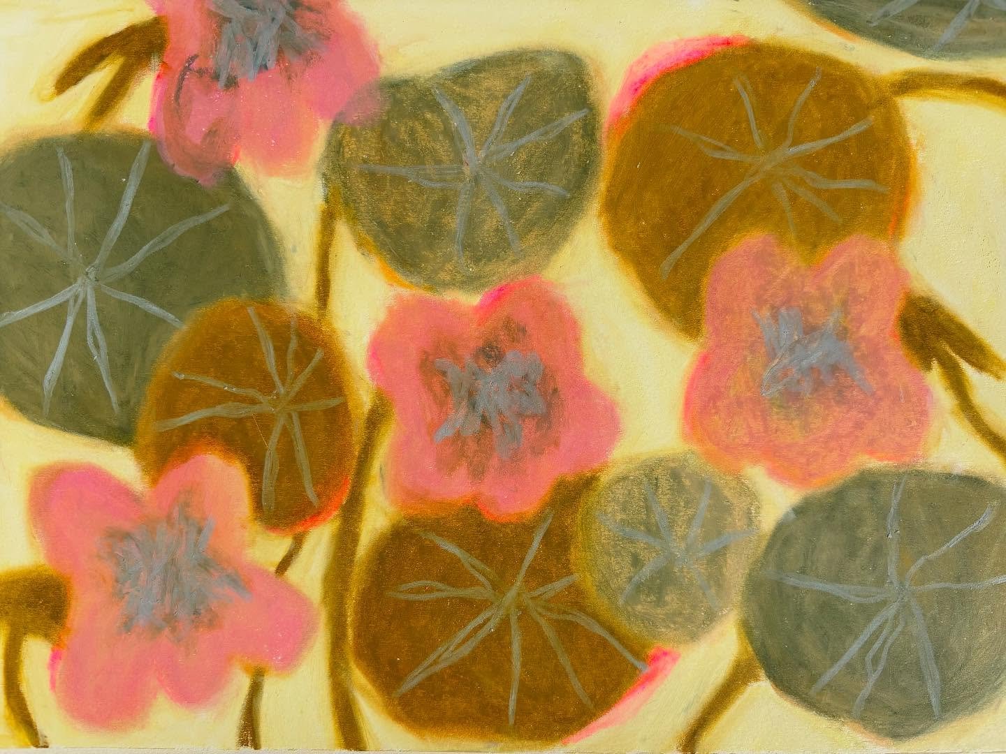 May took two dear souls.
I couldn&rsquo;t paint for weeks. Grief froze everything. My hands, my thoughts, the color.

I&rsquo;m slowly coming back. Returning to paper with a need for softness, blurred lines, light textures, breathing gestures.

🌼

(