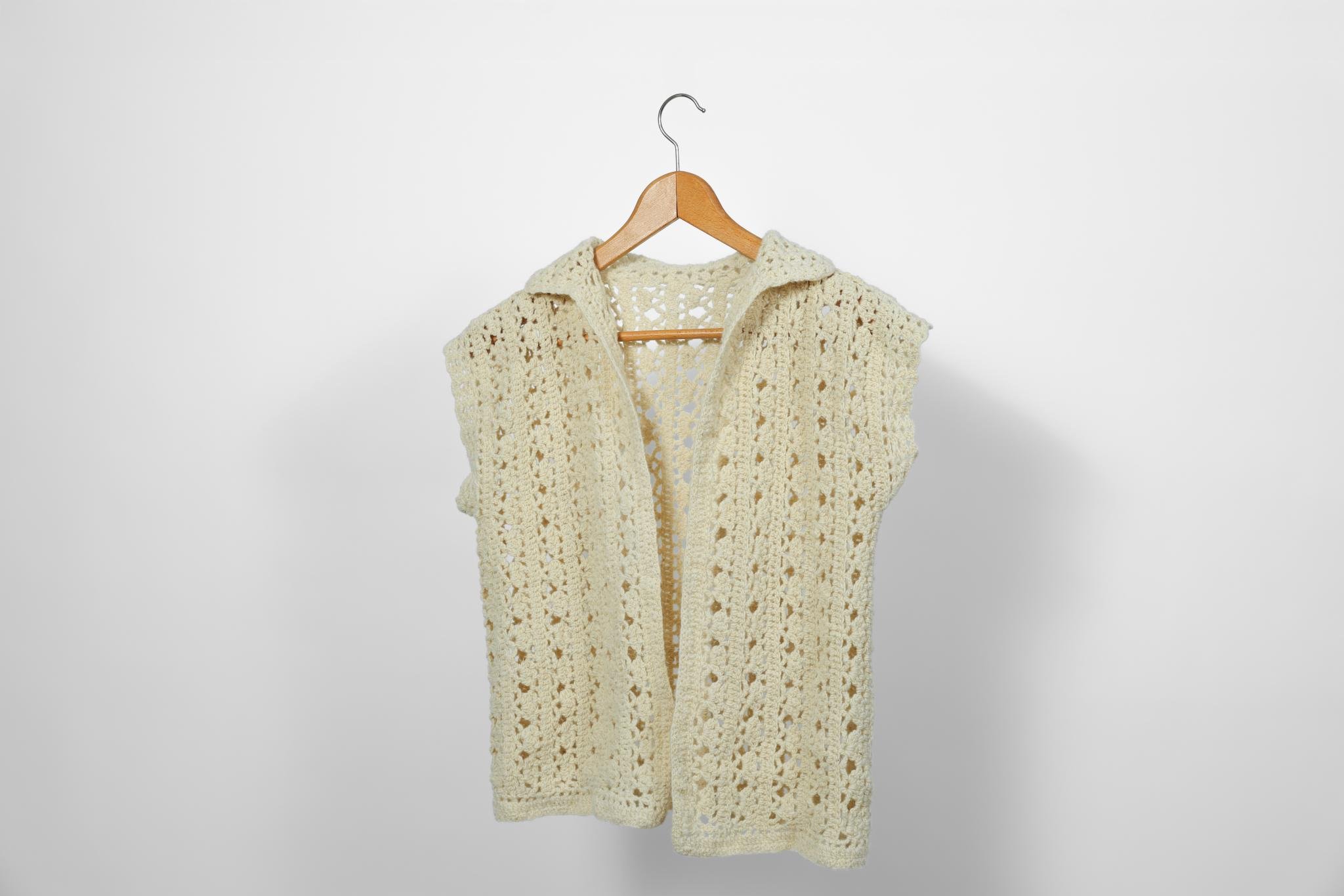 Crocheted Vest with Small Collar