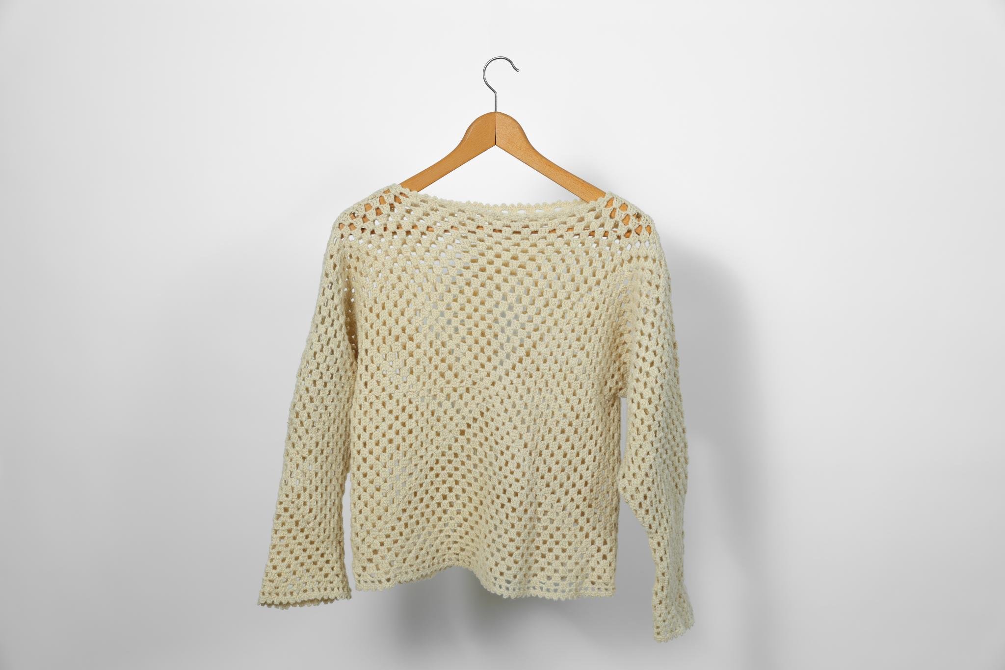 Crocheted Blouse with Boat Neckline