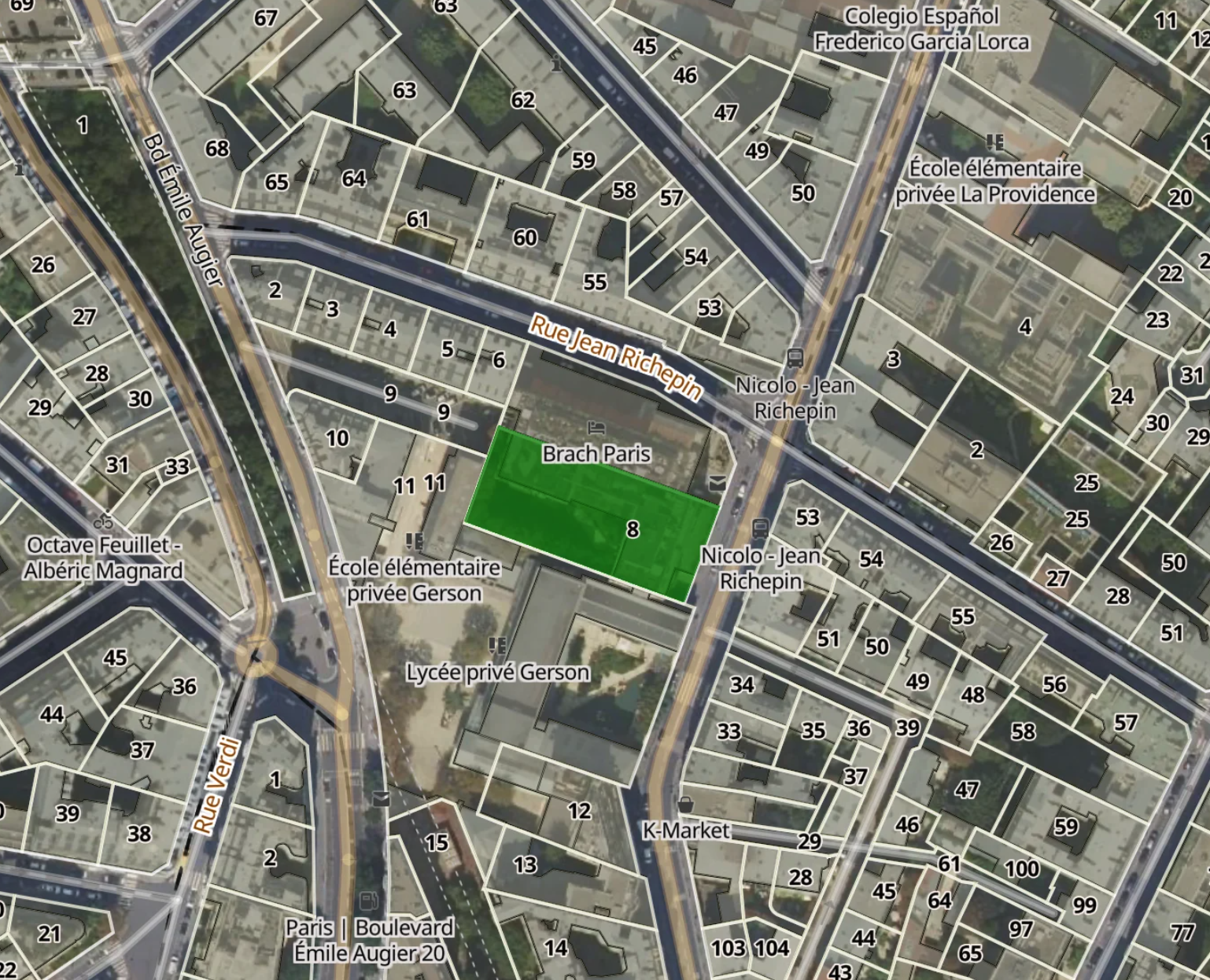 Parcelle 8 - Section : DM - Commune : Paris 16e arrondissement, 75016 - Contenance cadastrale : 16,57 a
