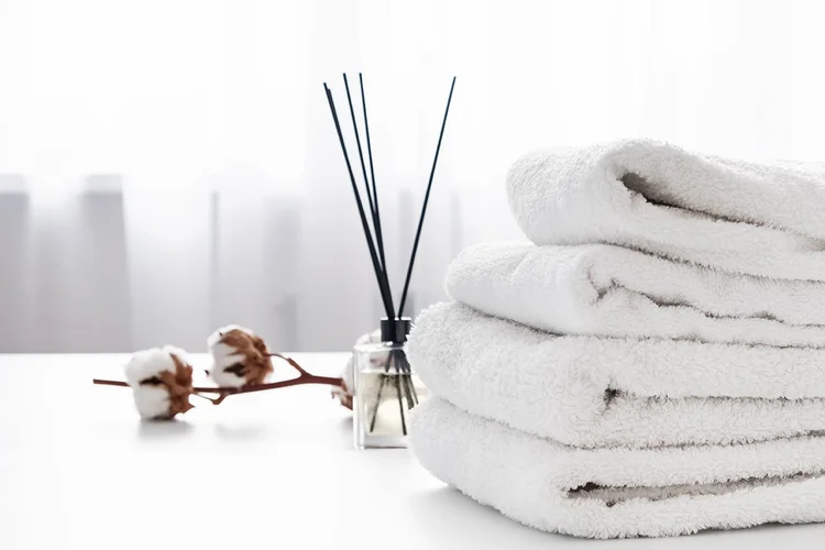 Stack of clean white towels