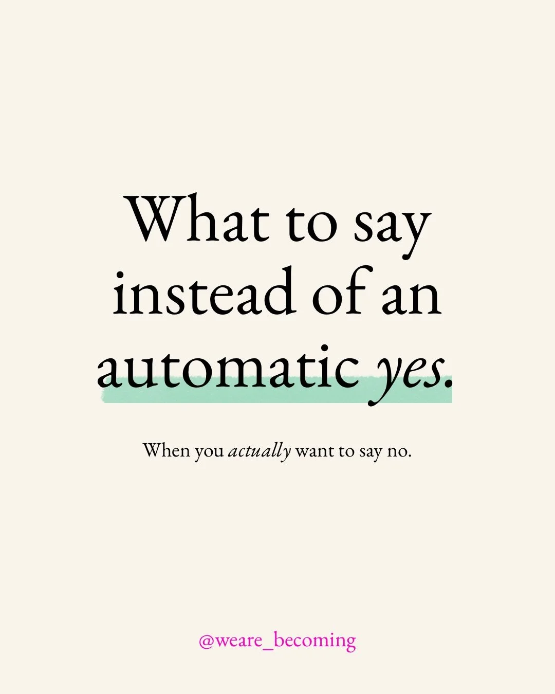 The automatic yes isn&rsquo;t people pleasing, it&rsquo;s self-protection.

You learned that keeping the peace kept you safe. Saying no meant conflict, guilt, disappointment. 

But every yes that isn&rsquo;t yours is a small withdrawal from yourself.