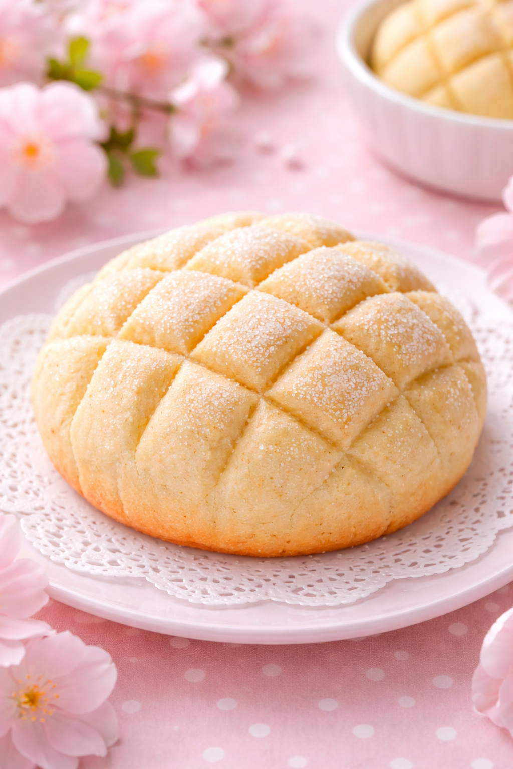 Melon pan on lace doily.png