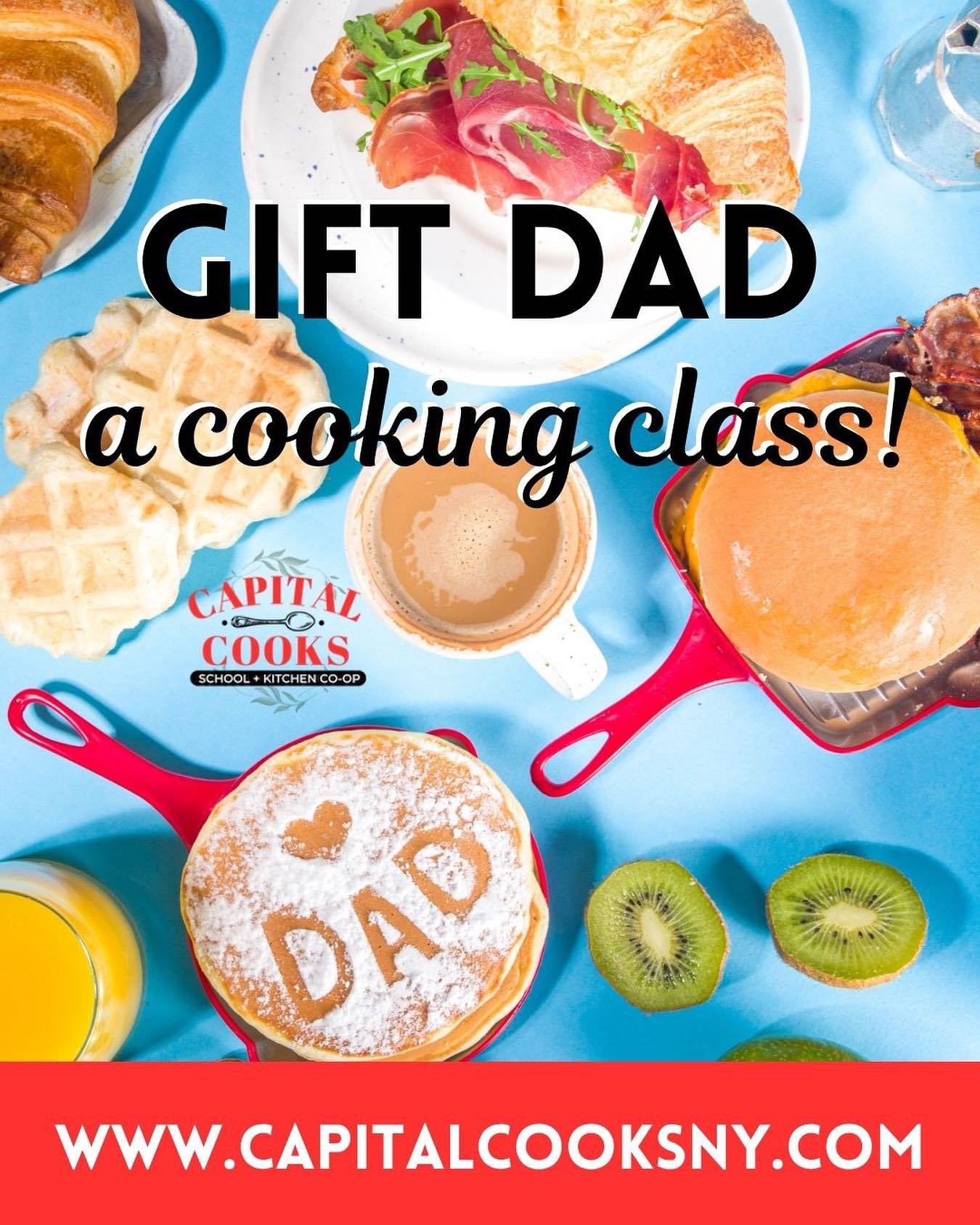 Pro tip! 😉🥩🍝🥐❤️
Father&rsquo;s Day is Sunday, June 15. Be the favorite child when you treat him to a cooking class at Capital Cooks! And make him super happy when you join the class too 💓
Gift certificates available on our website ^^^