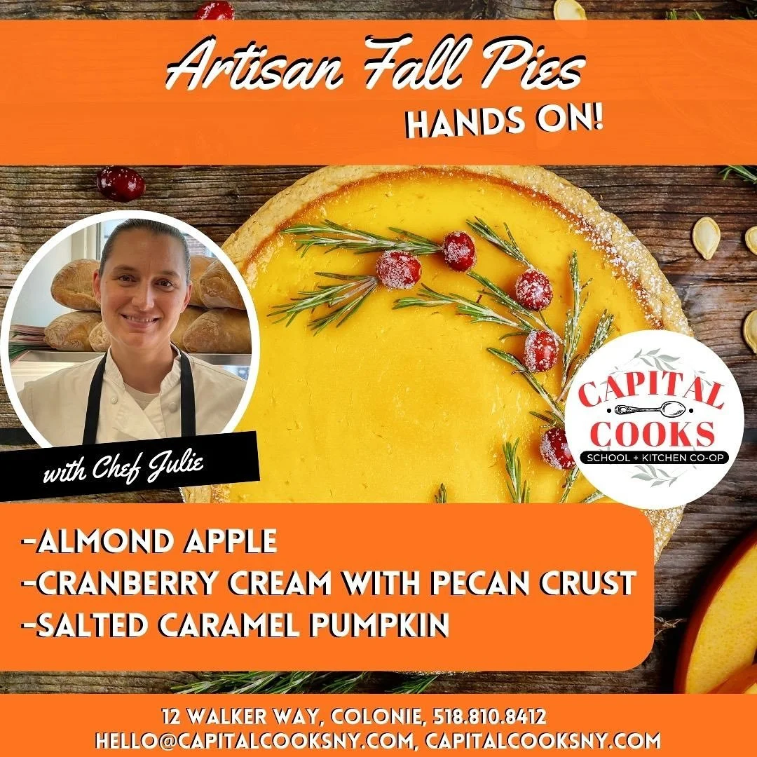 💓🥧It’s pie season! 🥧🥰
Master the art of pie crust and make impressive and delicious pies! Details and registration on our website, link in bio^^^
🌟Chef: Julie Paul
🗓️Date: Sunday, October 26, 2025
⏰Time: 1:00PM-3:30PM
🎟️$84/person
ⓘMenu: