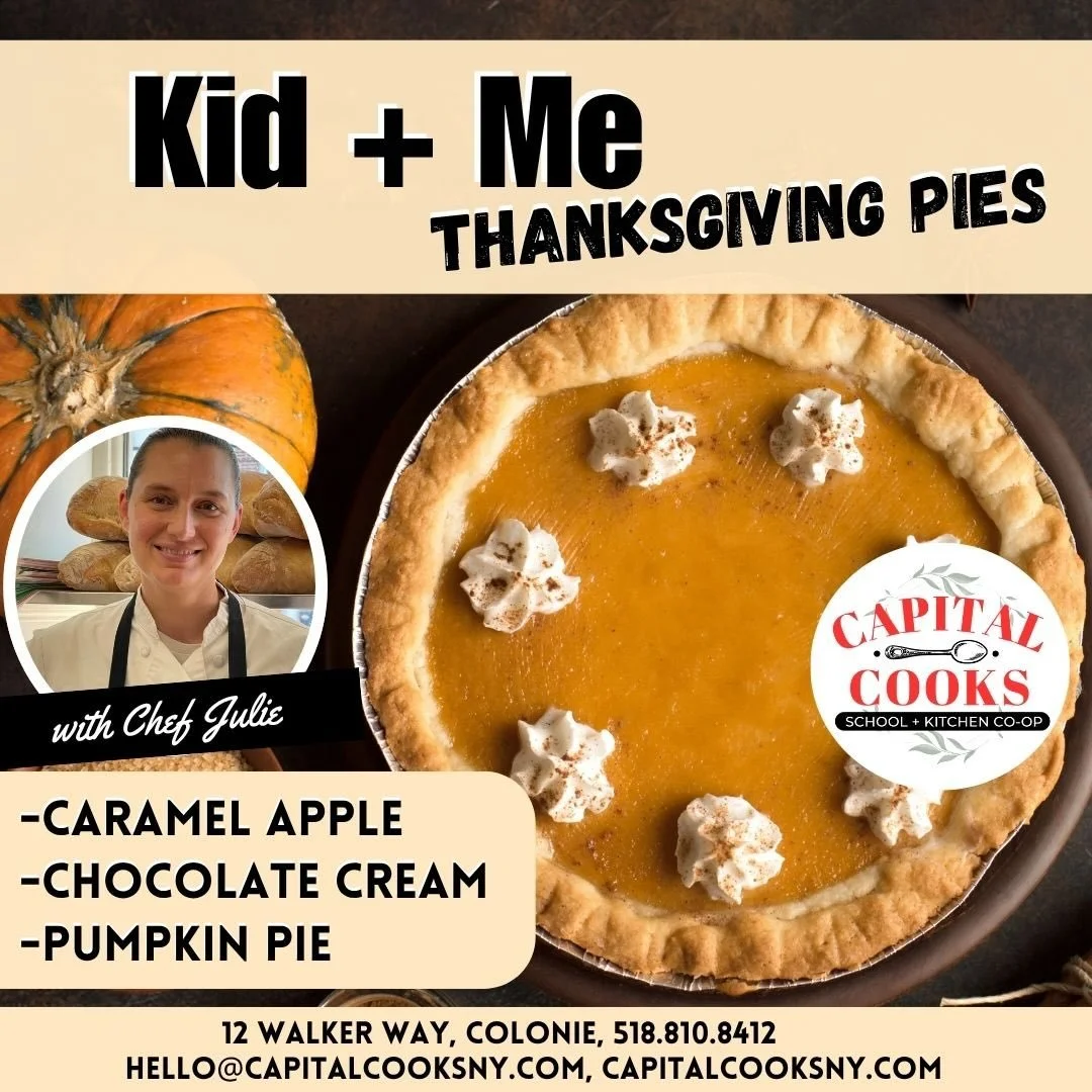 🥧 Kid + Me Thanksgiving Pies!!🥧 
✔️Sunday, November 23 @ 1pm
🤩For kids ages 5 and up with their fav adult. 
🎟️ $138/two seats
🙌🏼 Menu:
-Caramel Apple
-Chocolate Cream 
-Pumpkin Pie
ℹ️ registration and info on our website, link in bio 😊

#joint