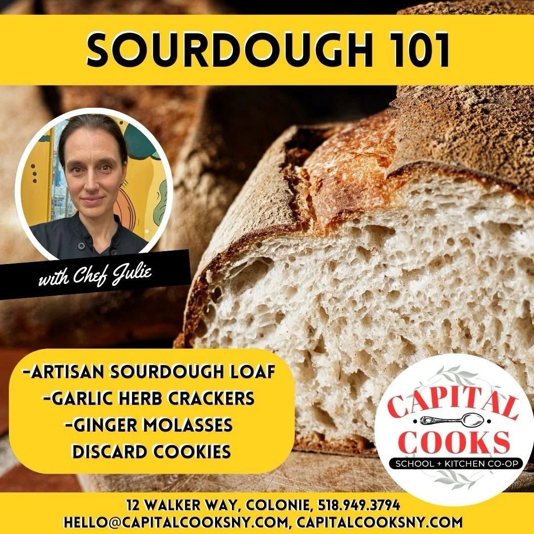 We are obsessed with Sourdough Bread! Come learn how to do it right and bring home your very own starter 🥖🌞😁
Details and registration on our website, link in bio ^^^
$89.00
Chef: Julie Paul
Date: Saturday, February 28, 2026
Time: 11:00AM-1:30PM