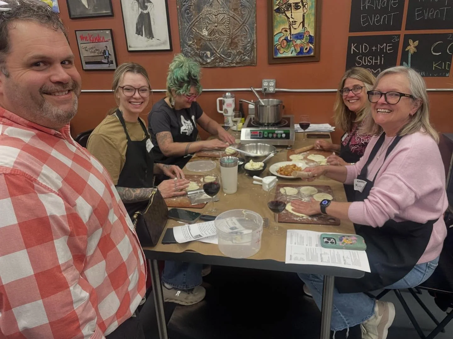 A Party Disguised as a Cooking Class! 🎉🥟
Last night was an absolute blast! A great time was had by all as we mastered the art of Gluten-Free Pierogi with Chef Dan. There&rsquo;s nothing like the energy of a full kitchen, fun people, and hand-rollin