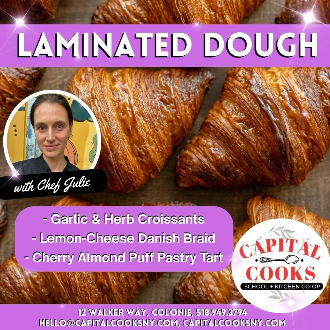 🥐 Have you ever dreamed of flaky croissant dough? Craved layers of crisp, buttery crust and creamy fillings?
If so, join Chef Julie for a hands-on laminated dough workshop and learn all the tips &amp; tricks to make your own bakery-worthy pastries f
