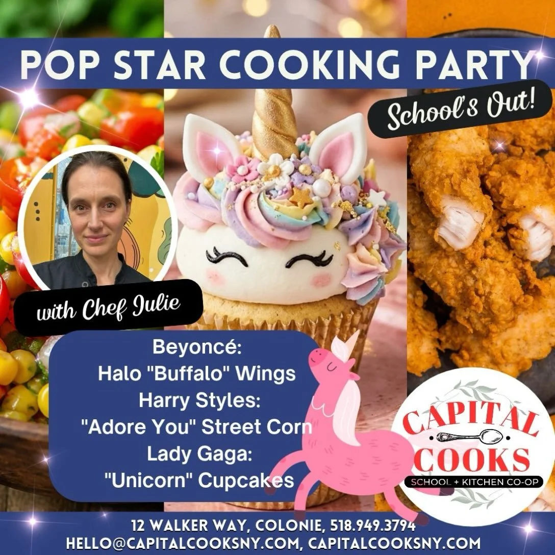 🇺🇸 11/11: School is out and we are in!

🎶 😎 Pop Star Cooking Party!
🌟 Chef: Julie Paul
🗓️ Date: Wednesday, November 11, 2026
⏰ Time: 9:00AM-12:00PM
 Turn Veteran&rsquo;s Day into an unforgettable, music-filled culinary celebration! Young chefs 