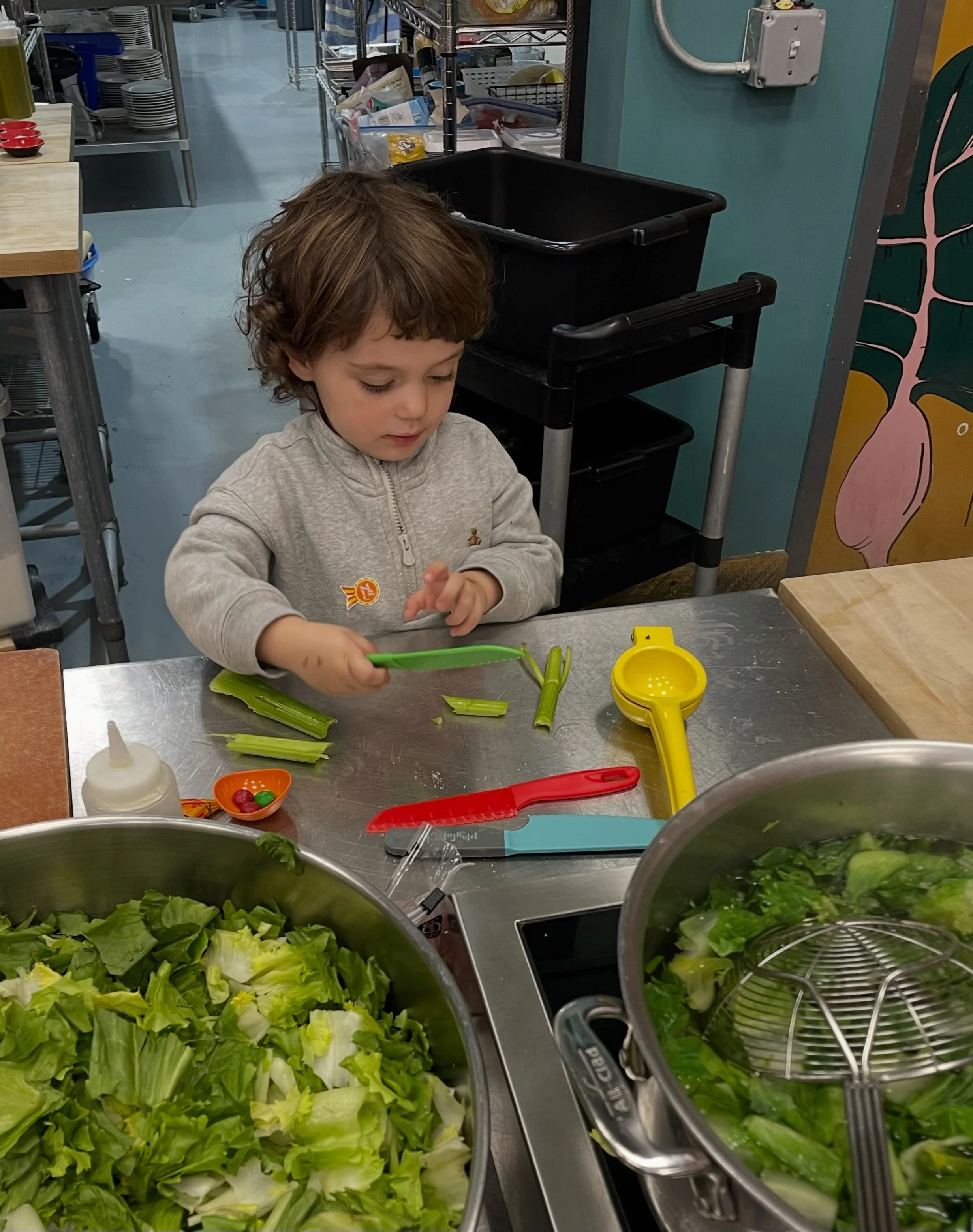 Special visitor to the cooking school today! In the short time our granddaughter was here, she:
-unrolled all of the TP in the bathroom 
-&lsquo;spilled&rsquo; all of the salt (&ldquo;oopsie!&rdquo;)
-poured the oregano into the cornmeal 
-hid all of