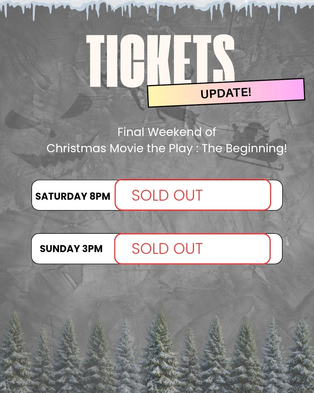 SOLD OUT! Thank you to everyone who bought tickets. We have two more shows and we are PUMPED. 

 #denverholiday #denverevents #denvertheatre #holidayactivity #christmasmovie #worldpremiere #denverplay