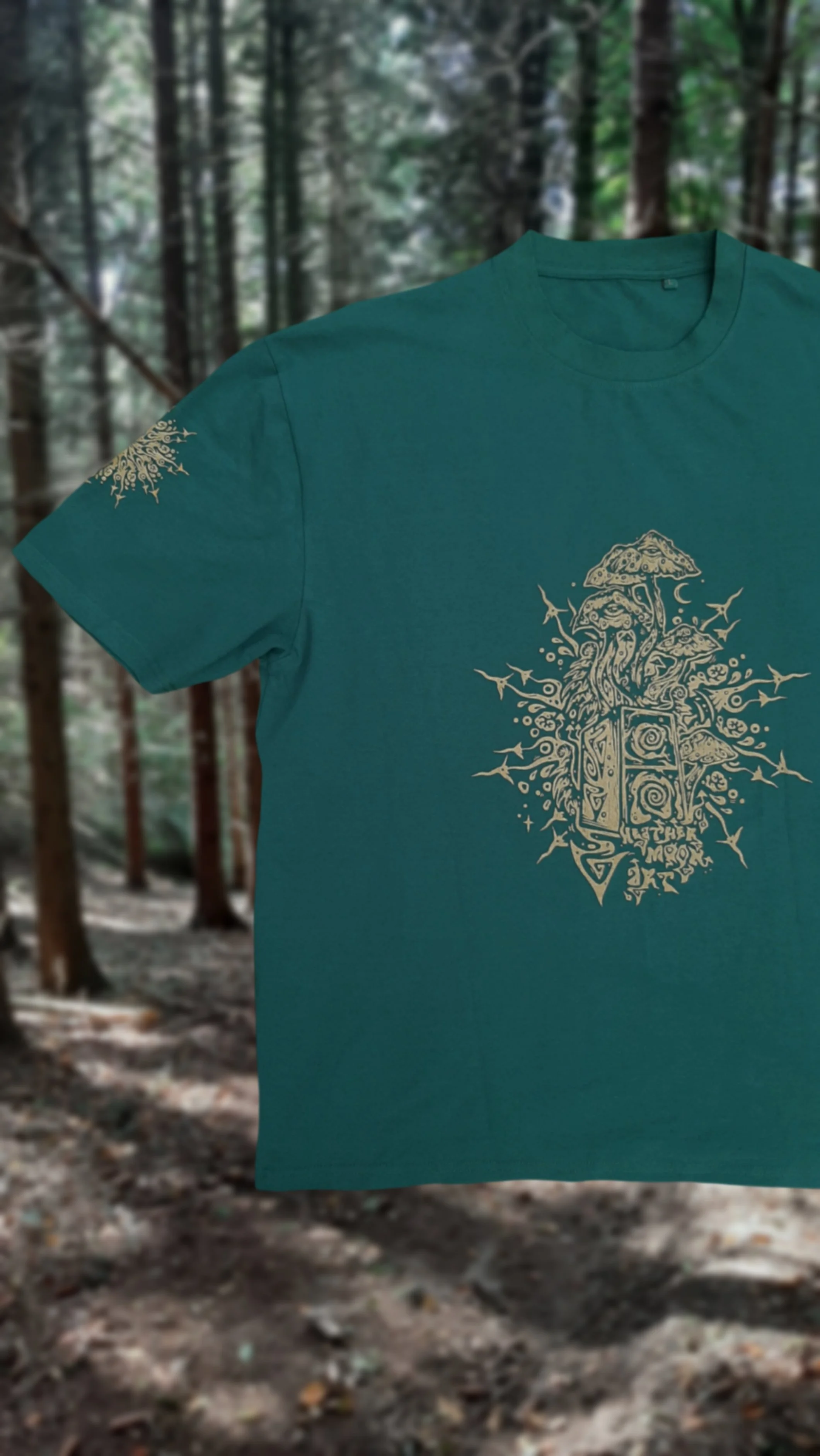 'Hypnotic Shrooms' X 'Rooted Mandala' Green Heavyweight Oversize Fit Tee Large