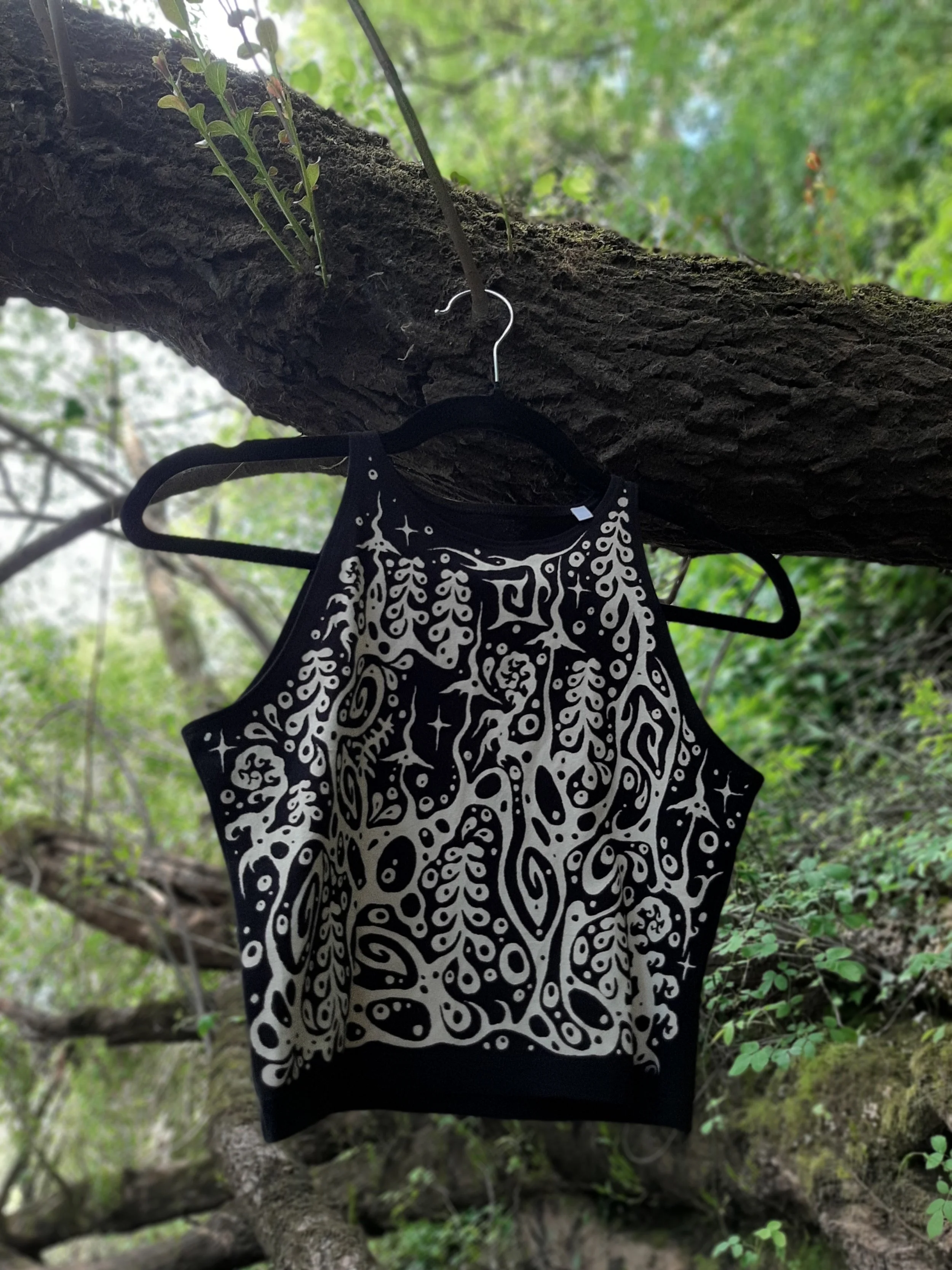'Psy Forest 1' Hand Designed Crop Top Medium