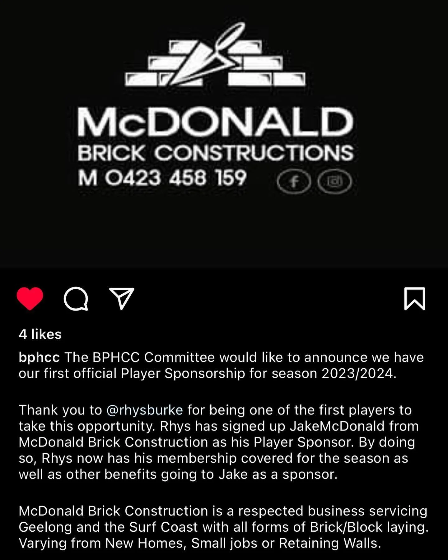 Glad to get involved with @bphcc and support one of their young talented players in @rhysburke Back on the rise this young kid is and young forward to his weekend clinics!