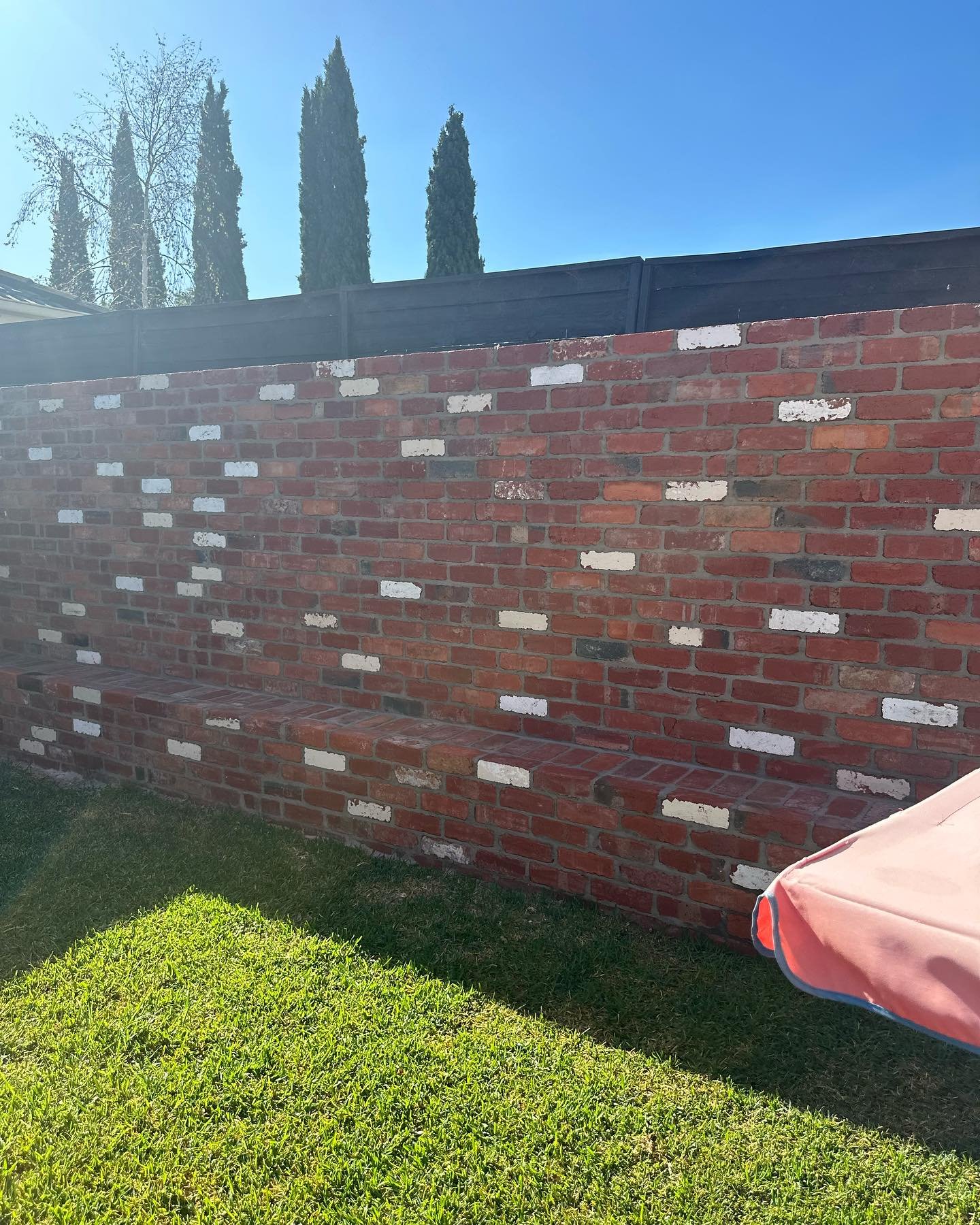 Recycled Red Brick Privacy Wall and Seat 

A great feature idea our clients made to add to their back yard and provide that extra seating whilst enjoying their backyard