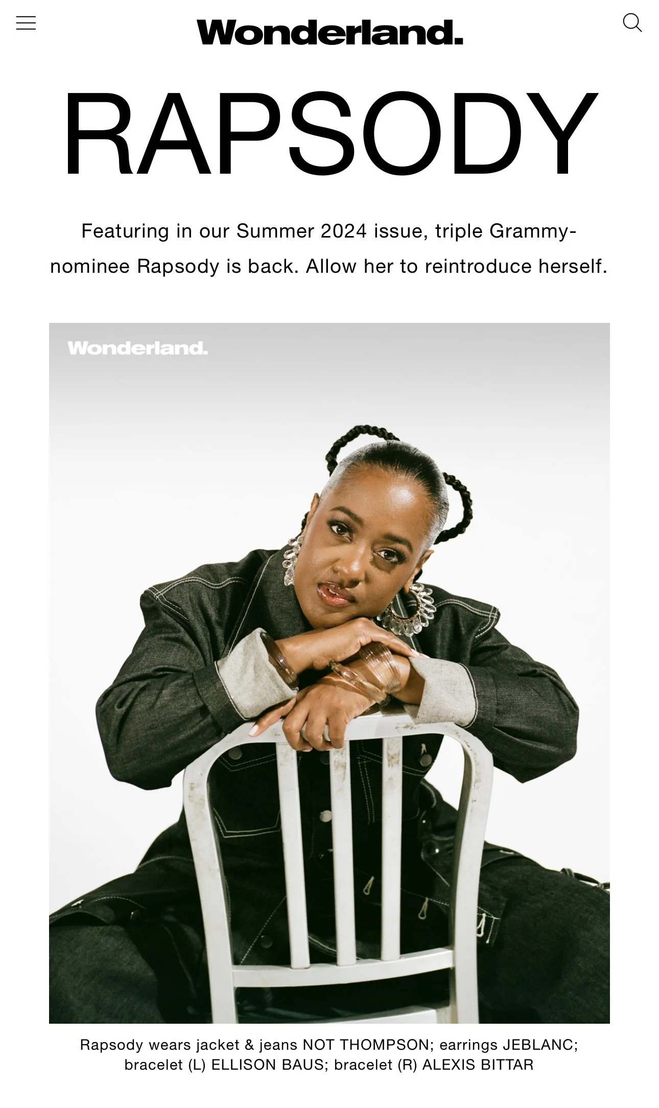 Two Optical Clear cuffs worn by RAPSODY for WONDERLAND. 
Styled by SAKINAH BASHIR  
Photos by MATTHEW COHEN  
2024