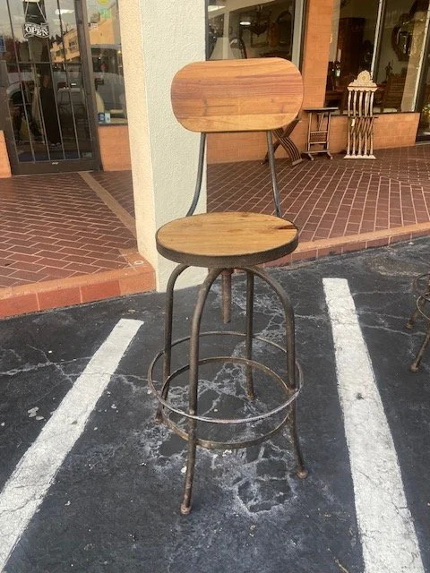 Retro Wood Adjustable Swivel Stool