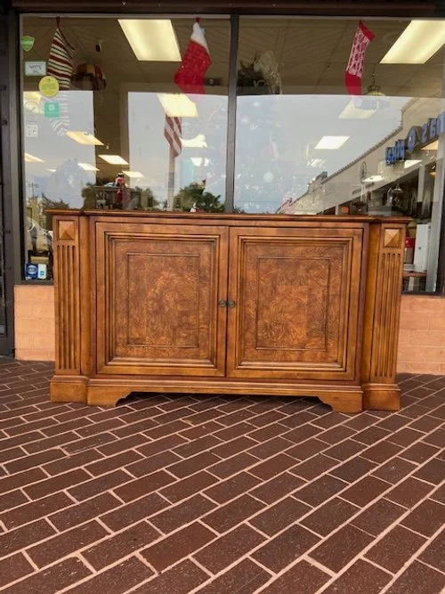 Ethan Allen Burlwood and Mahogany Entertainment Cabinet