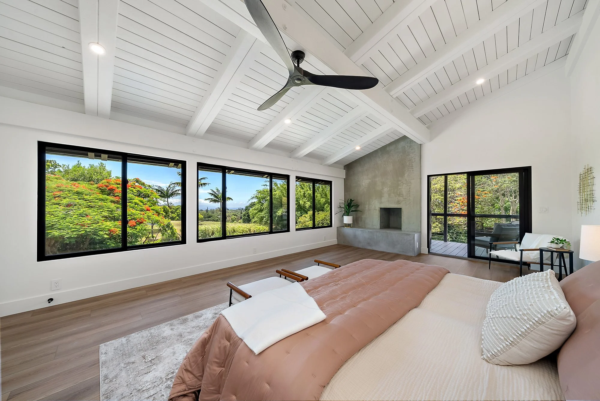 Interior living space of a private luxury residence in Haiku, Maui, Hawaii, presented by Eva Besselmann.