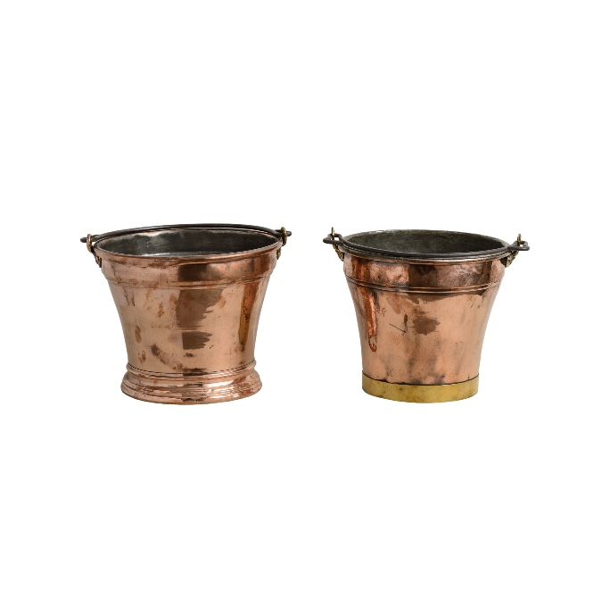 French Copper Buckets with Iron Handles