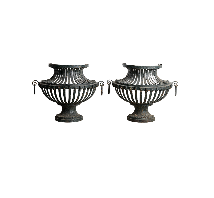 Large Metal Strap Wall Urns