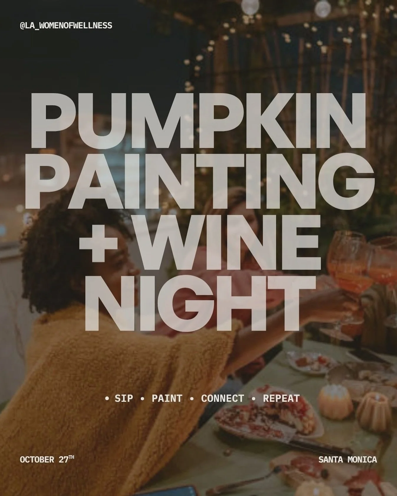 🎃✨ Girls Night: Pumpkin Paint + Wine Night ✨🎃

Pumpkins, wine, and new friends &mdash; that&rsquo;s the plan. 🍷🎨
We&rsquo;ll spend the night painting mini pumpkins, sipping wine, and connecting with other women in Santa Monica. No pressure to be 