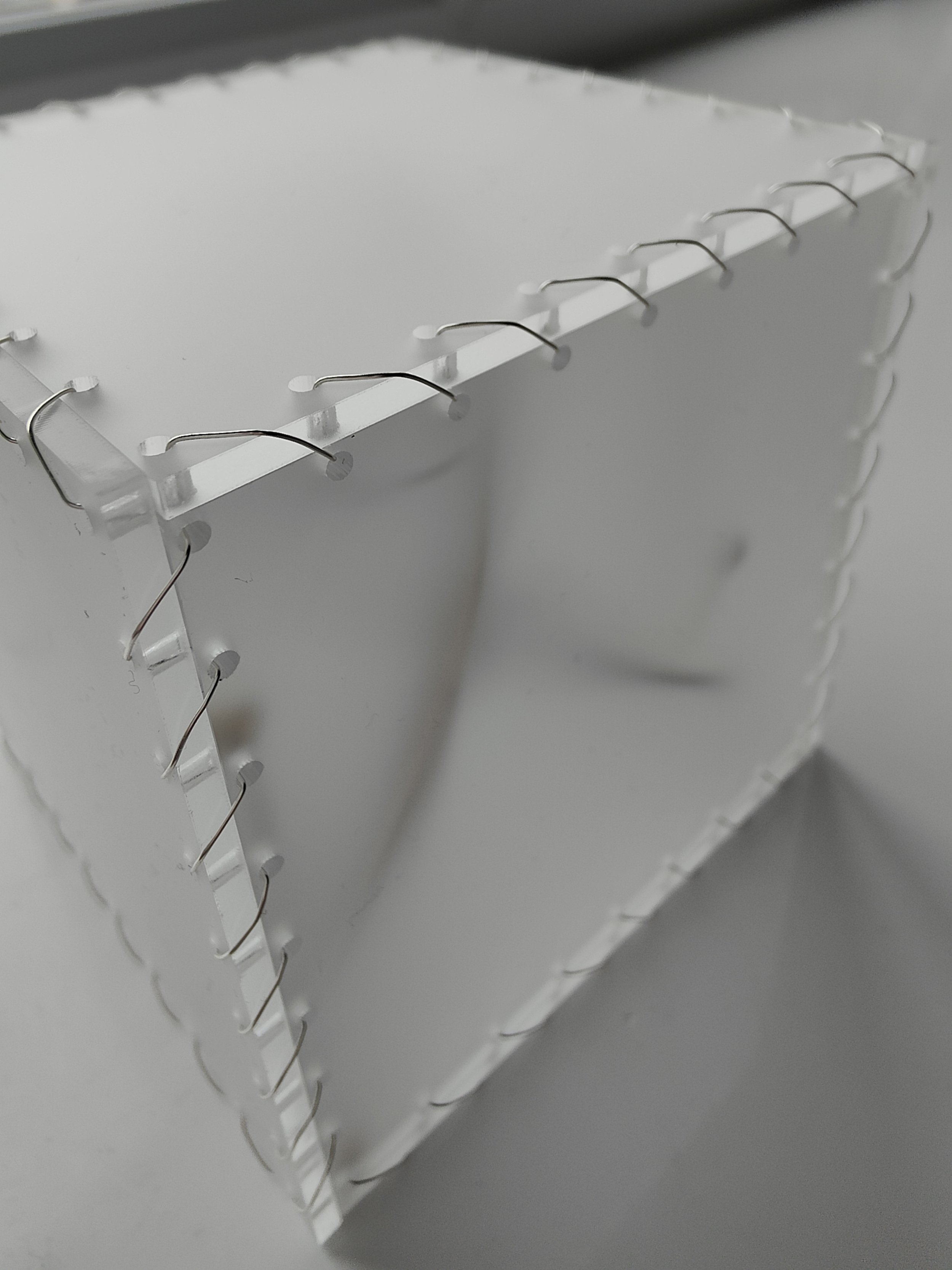 'Songbird' 9.5cm² Frosted acrylic, wire, guitar strings