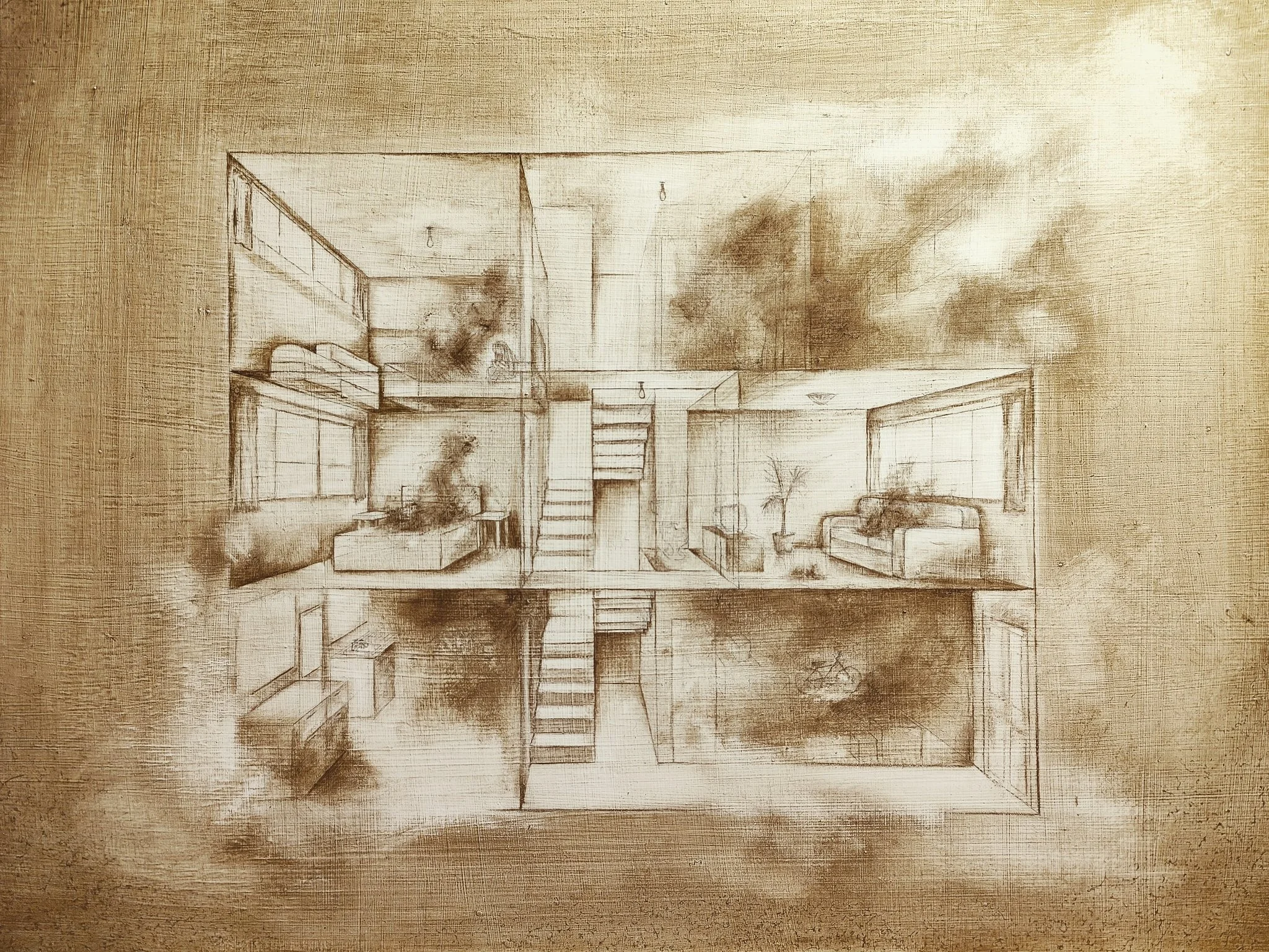 'This little house of mine' A3, Oil on board