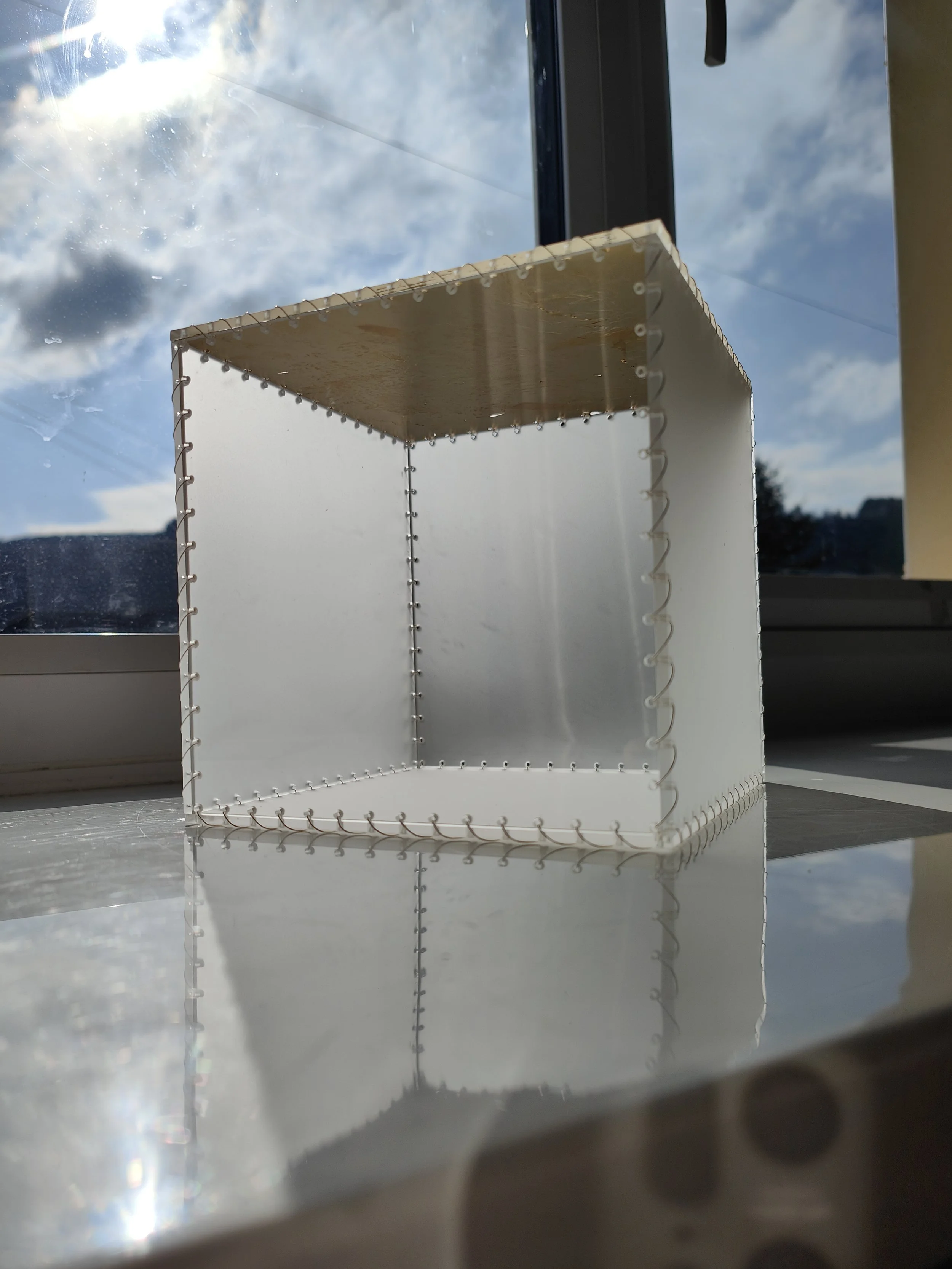 'Haze' 25cm² acrylic, wire, goldleaf