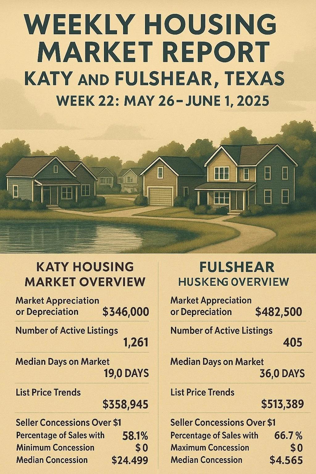 Weekly Housing Market Report – Katy and Fulshear, Texas – Week 22: May 26 – June 1, 2025