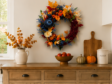 Twilight Crimson Harvest Autumn Grapevine Wreath