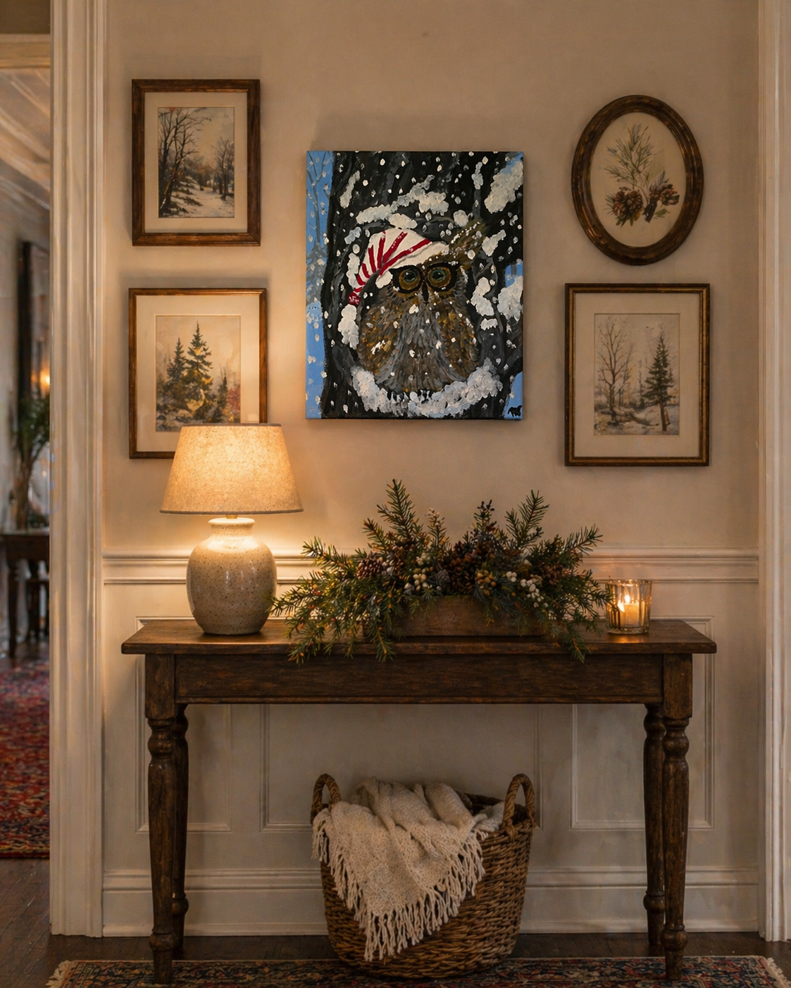 owl canvas wall art winter decor.png