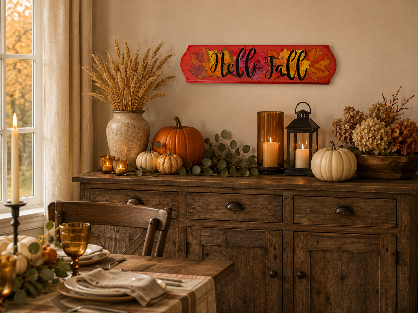 Autumn leaf wall décor with hello lettering.png