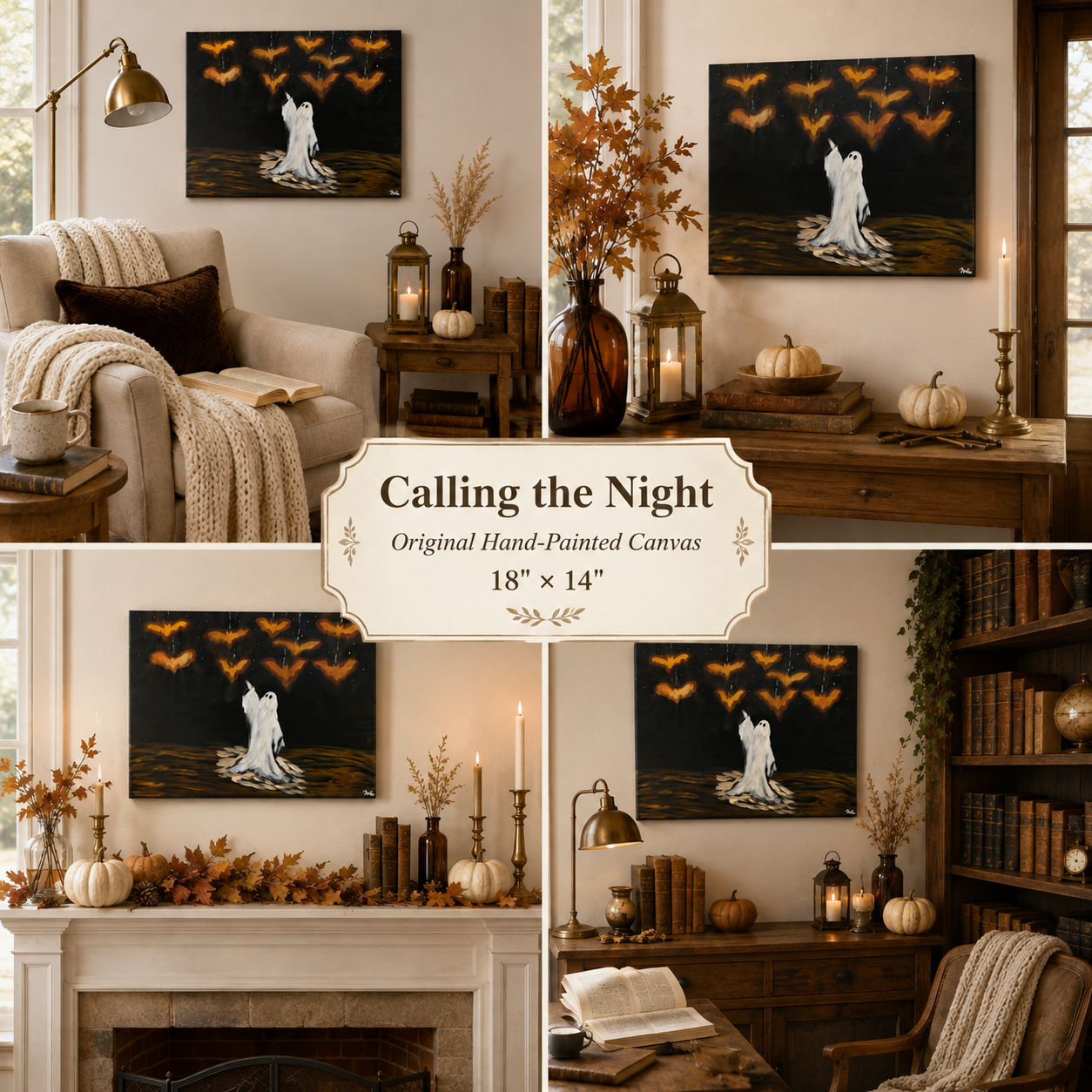 Calling the Night original Halloween ghost canvas painting collage.png