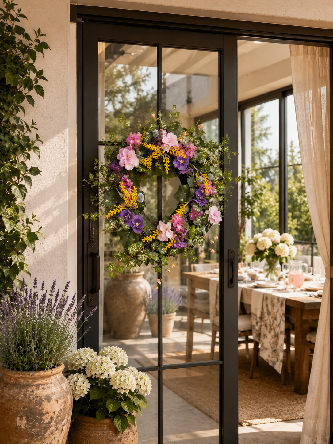 English garden floral wreath with ivy vines.png