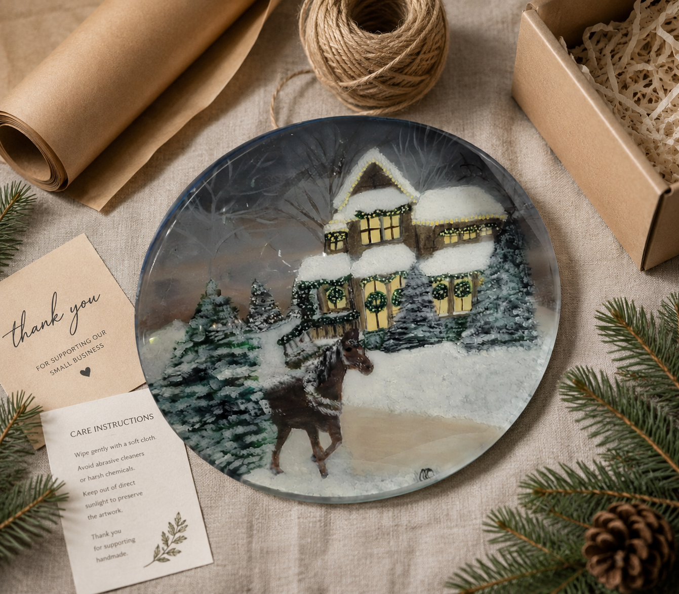 Handcrafted epoxy resin winter landscape wall hanging.png