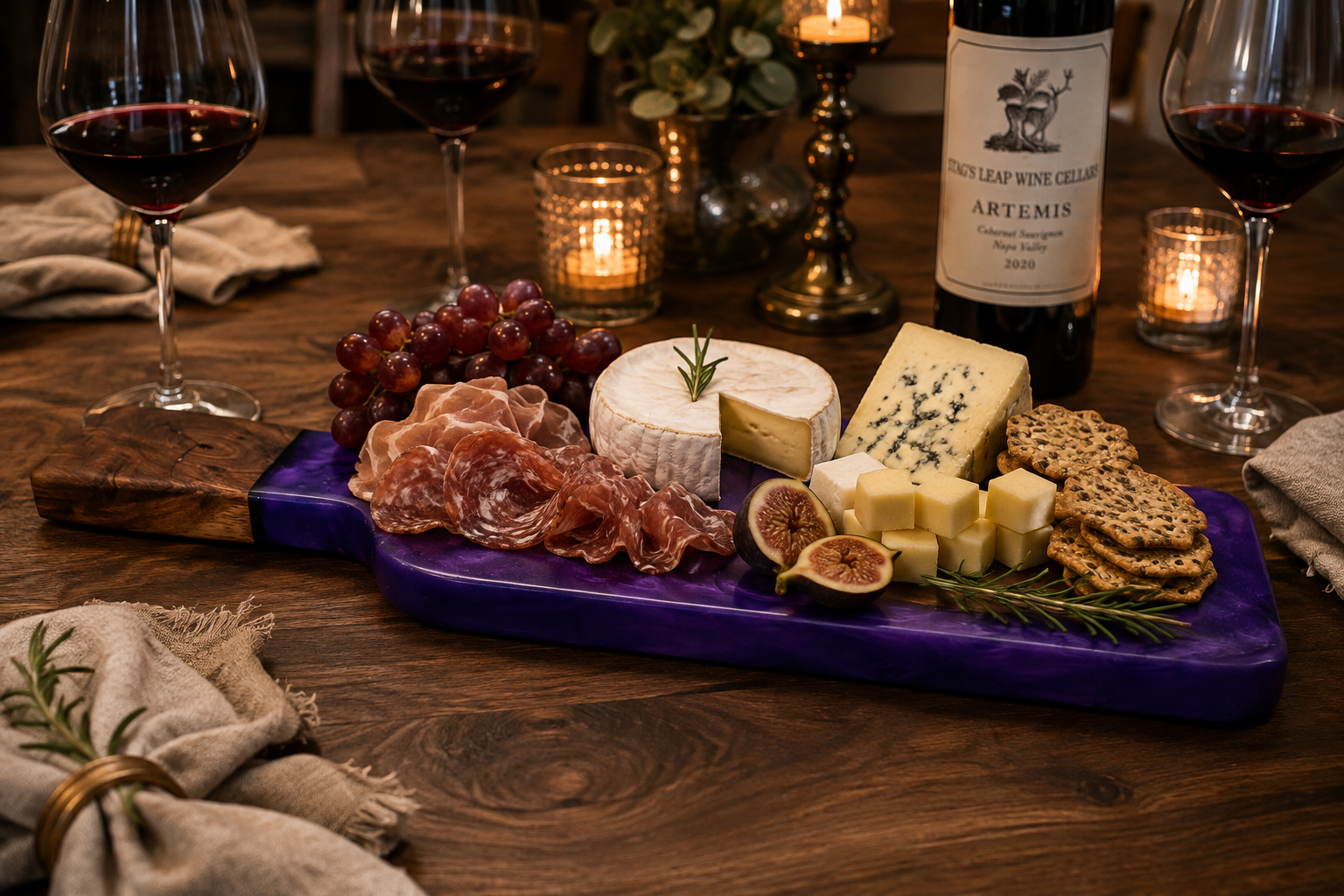 Handmade wine bottle cheese board for entertaining.png