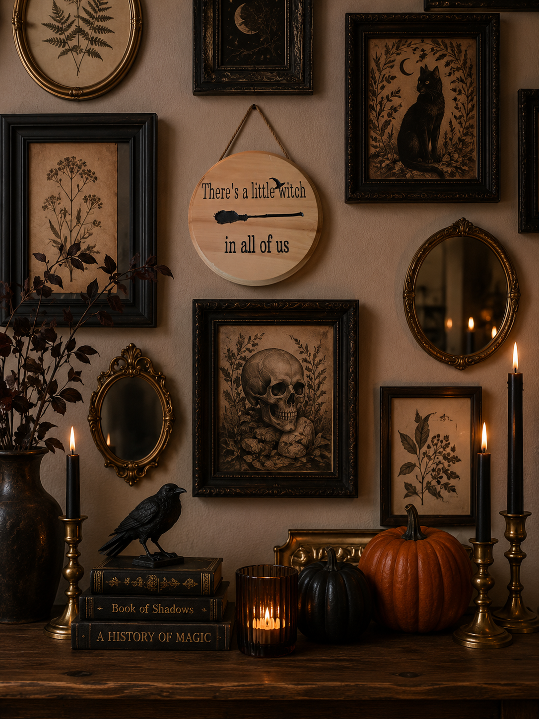 Small witch-themed Halloween shelf decoration.png