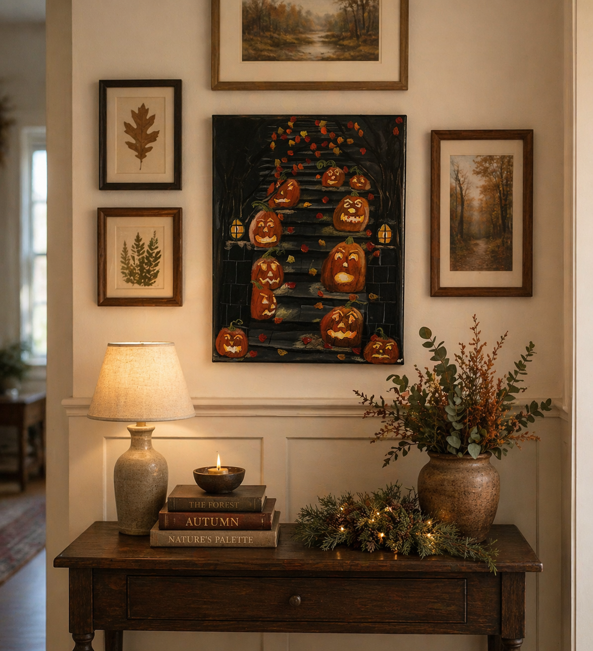 Jack-o'-Lantern Mischief March – Epoxy Sealed Halloween Canvas Wall Art