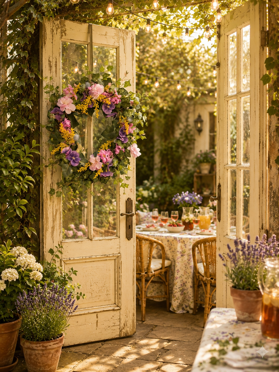 Lavender blush and yellow floral wreath.png
