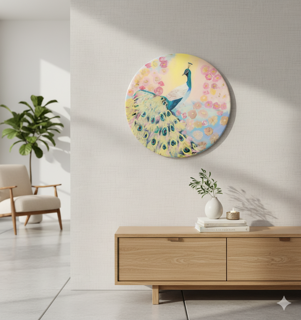 Peacock Acrylic Painted Wall Art