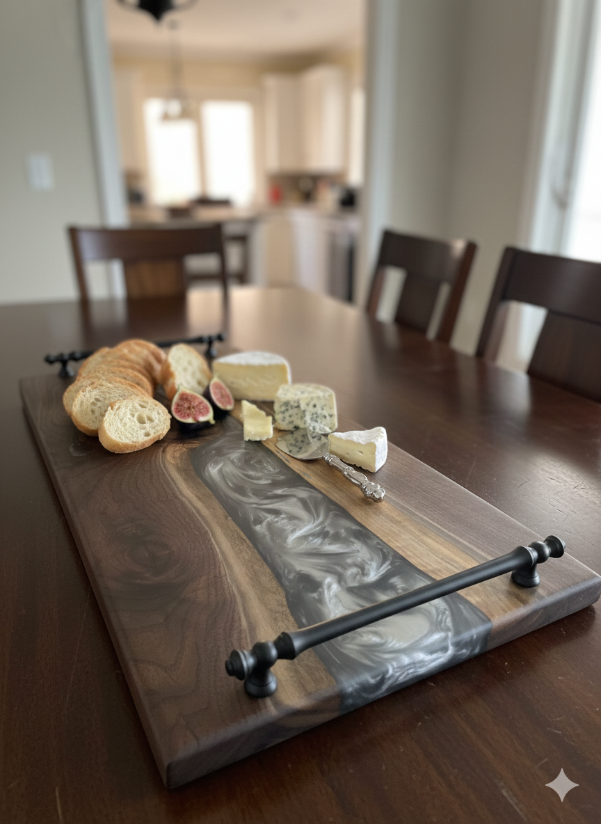 Silver Tides black walnut charcuterie board with silver epoxy river.png