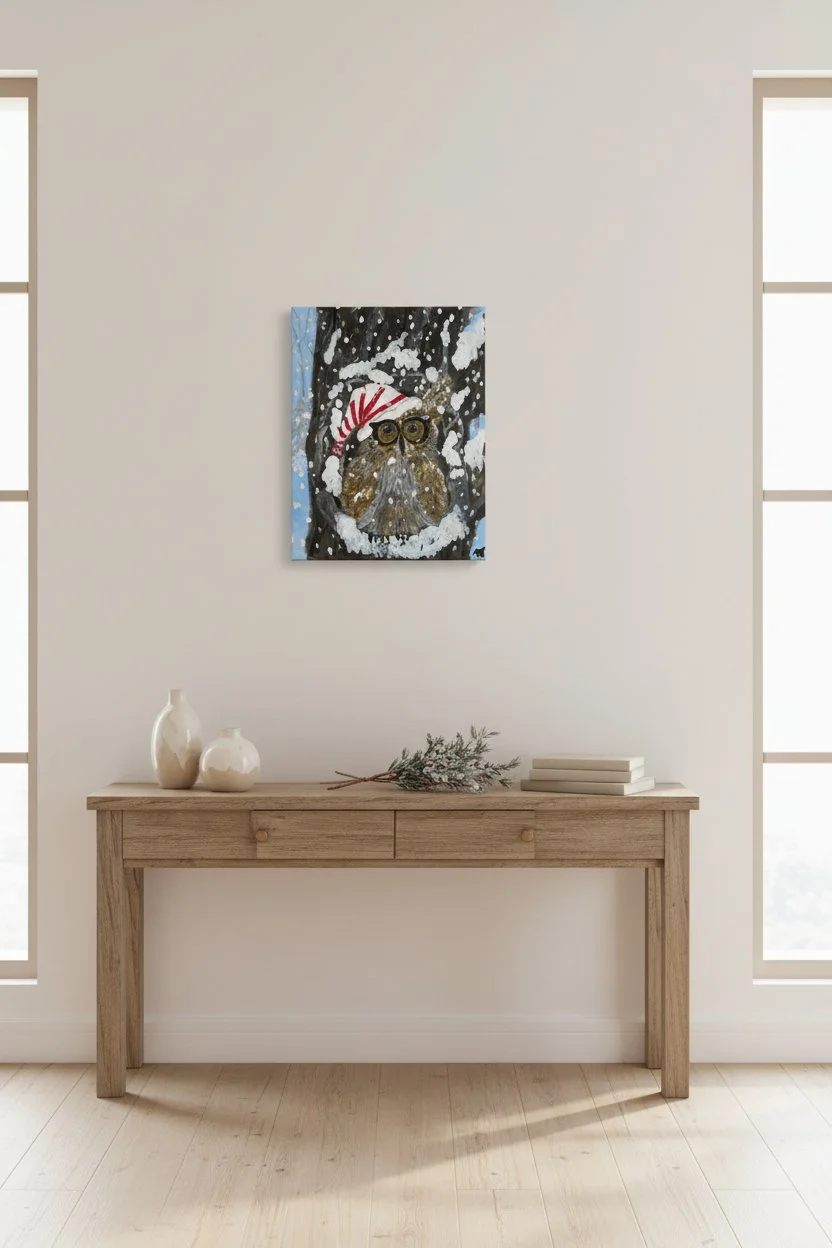 painted owl snowy forest artwork.jpg