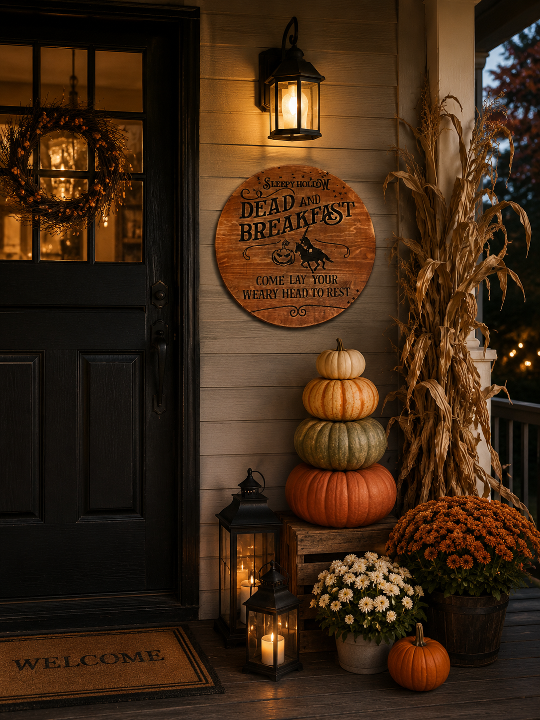 Handmade round wood autumn Halloween decor.png