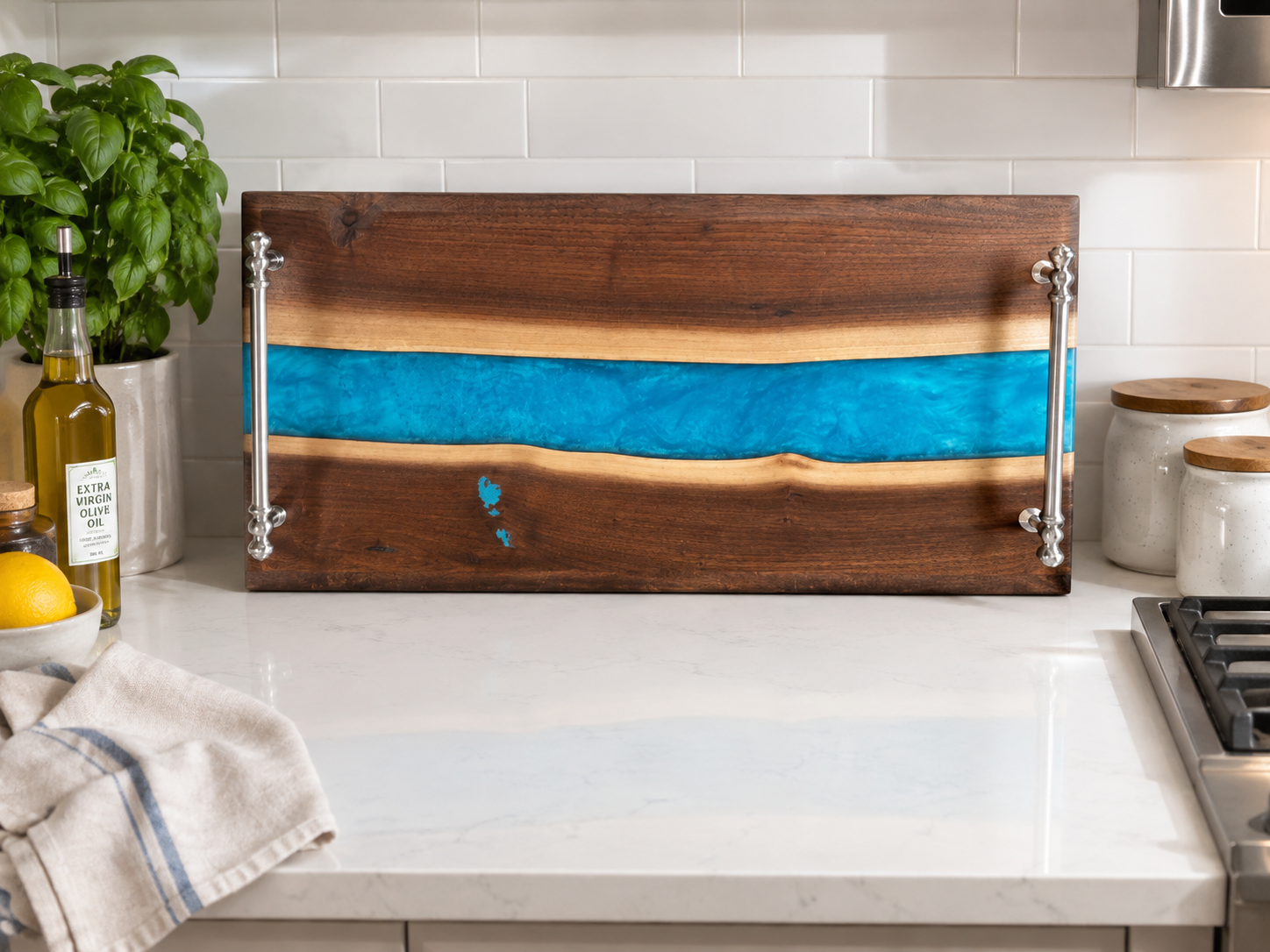 Caribbean Tide black walnut charcuterie board with turquoise epoxy river.png