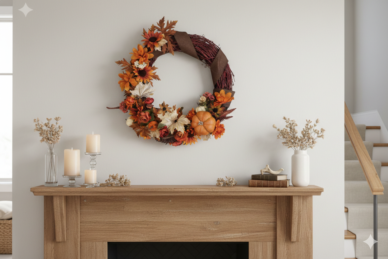 Cranberry fall wreath with brown ribbon detail.png
