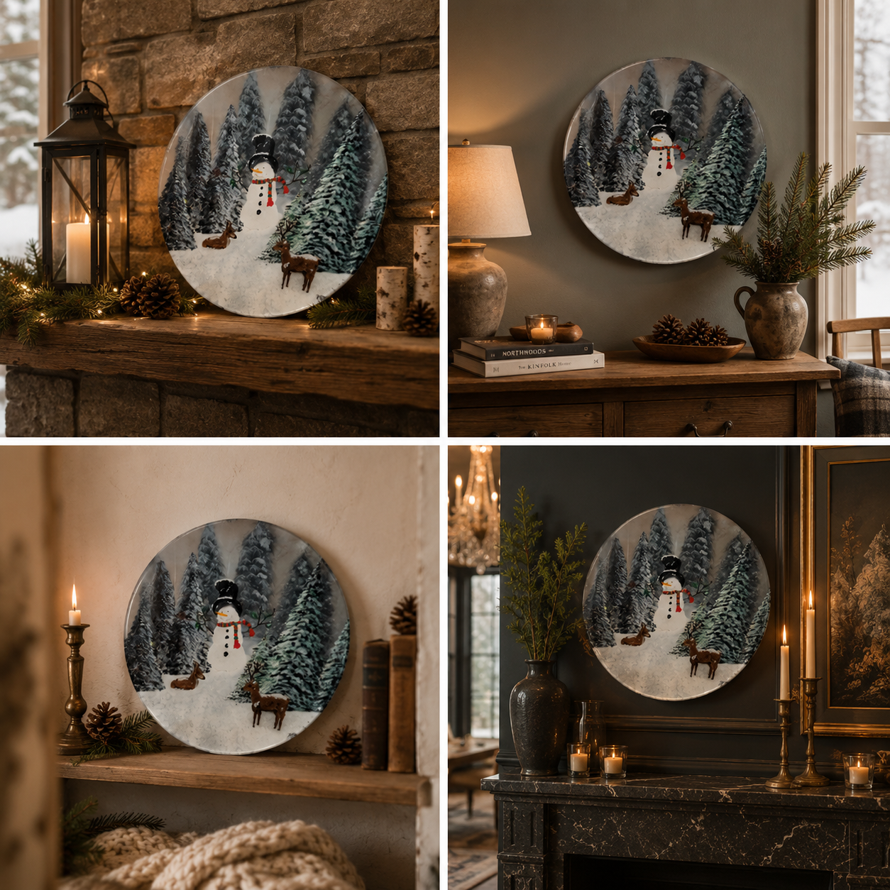 Four lifestyle images showcasing the Among the Evergreens.png